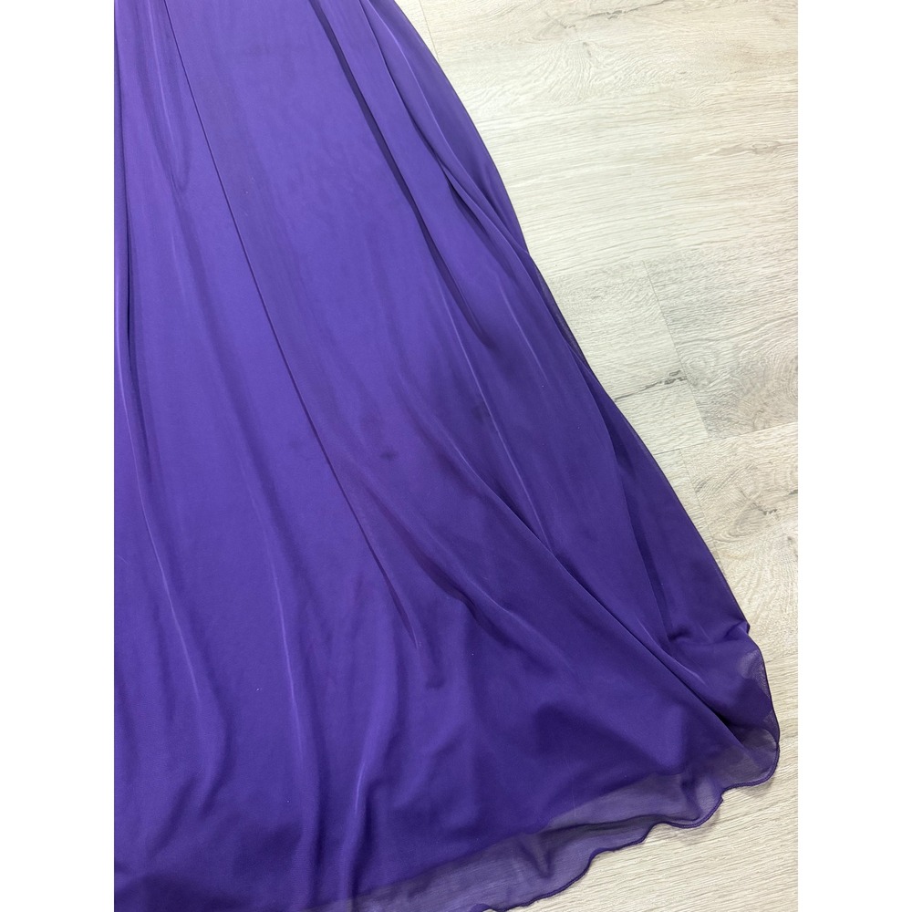 Cindy Purple One Shoulder Chiffon Maxi Gown Rosette Formal Dress XL Wedding Prom - Picture 8 of 13
